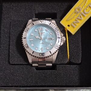 Invicta Silver and Light Blue Dive Watch